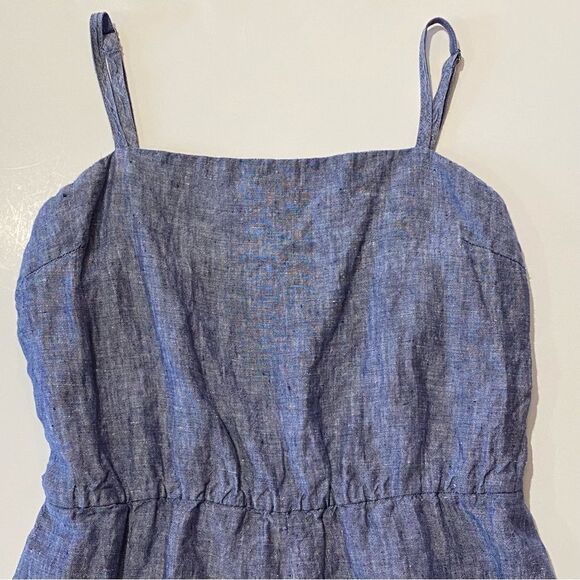 Cynthia Rowley 100% Linen Chambray Blue Sleeveless Romper Women's Size 6 - Picture 3 of 15